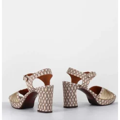 Sandales A Talon En Cuir Imprime Vintage Jazzy - Karicia Dali Champan