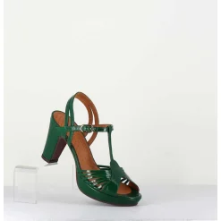 Sandales A Talon En Cuir Naplak Vert - Enja42 Salou Green