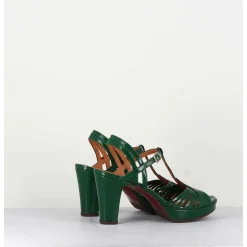 Sandales A Talon En Cuir Naplak Vert - Enja42 Salou Green