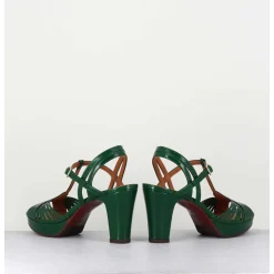 Sandales A Talon En Cuir Naplak Vert - Enja42 Salou Green