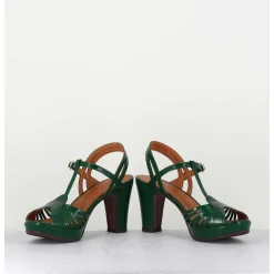 Sandales A Talon En Cuir Naplak Vert - Enja42 Salou Green