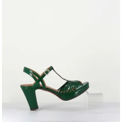 Sandales A Talon En Cuir Naplak Vert - Enja42 Salou Green