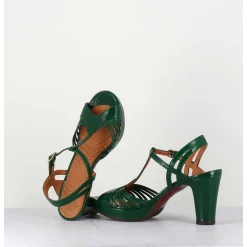 Sandales A Talon En Cuir Naplak Vert - Enja42 Salou Green