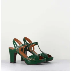 Sandales A Talon En Cuir Naplak Vert - Enja42 Salou Green