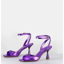Sandales A Talon En Cuir Metallise Violet - Flow Laminato Violet