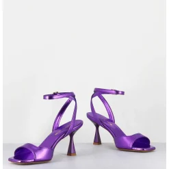 Sandales A Talon En Cuir Metallise Violet - Flow Laminato Violet