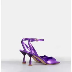 Sandales A Talon En Cuir Metallise Violet - Flow Laminato Violet