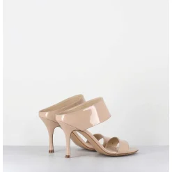 Sandales A Talon En Cuir Vernis Nude - Mj1089 Vernice Nudo
