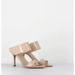 Sandales A Talon En Cuir Vernis Nude - Mj1089 Vernice Nudo