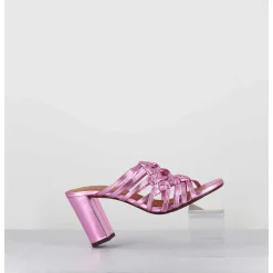 Sandales A Talon En Cuir Metallise Rose - Beijing Citroen Pink
