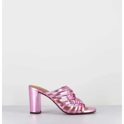 Sandales A Talon En Cuir Metallise Rose - Beijing Citroen Pink