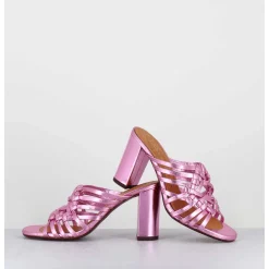 Sandales A Talon En Cuir Metallise Rose - Beijing Citroen Pink