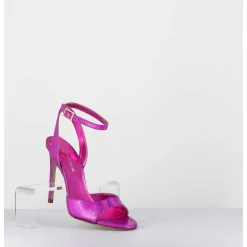 Sandales A Talon Haut Effet Ecailles Cuir Fuchsia - Tage Viper Fuxia