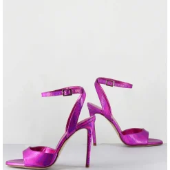 Sandales A Talon Haut Effet Ecailles Cuir Fuchsia - Tage Viper Fuxia