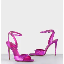 Sandales A Talon Haut Effet Ecailles Cuir Fuchsia - Tage Viper Fuxia