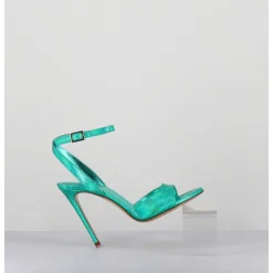 Sandales A Talon Haut Effet Ecailles Cuir Vert - Tage Vipr Smeraldo
