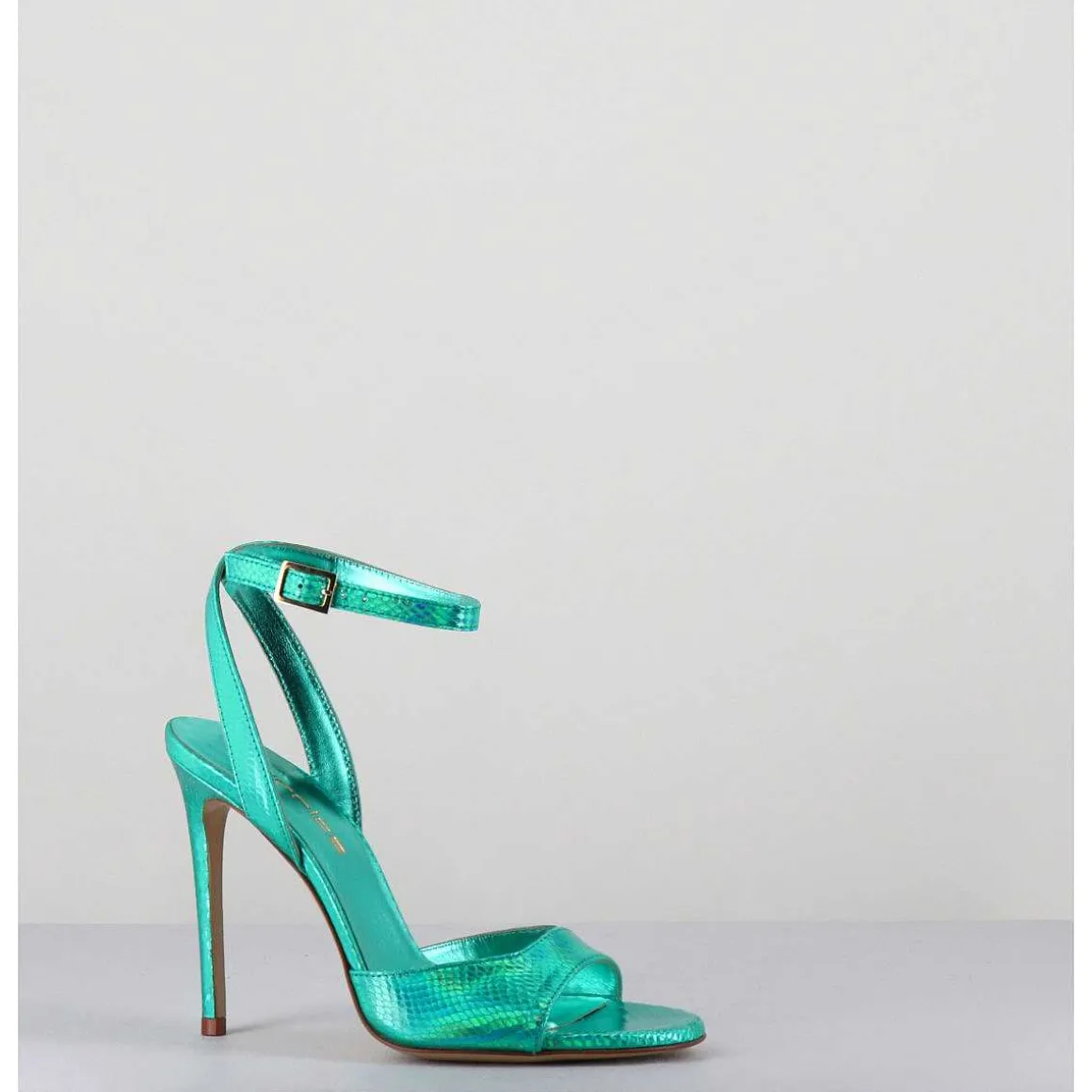 Sandales A Talon Haut Effet Ecailles Cuir Vert - Tage Vipr Smeraldo