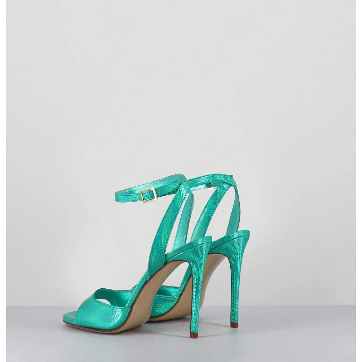 Sandales A Talon Haut Effet Ecailles Cuir Vert - Tage Vipr Smeraldo