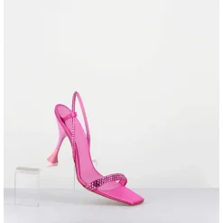 Sandales A Talon Haut Satin Rose Fuchsia & Strass - Eloise Satin Candy
