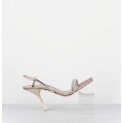 Sandales A Talon Haut Satin Beige & Strass - Eloise Satin Skin