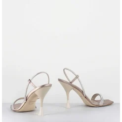 Sandales A Talon Haut Satin Beige & Strass - Eloise Satin Skin