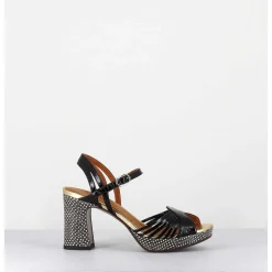 Sandales A Talon Naplak Noir & Imprime Serpent - Kimchi Saab Negro