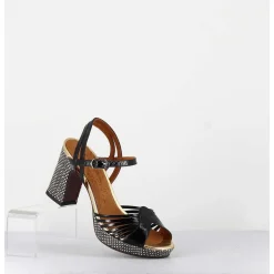 Sandales A Talon Naplak Noir & Imprime Serpent - Kimchi Saab Negro