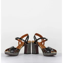 Sandales A Talon Naplak Noir & Imprime Serpent - Kimchi Saab Negro