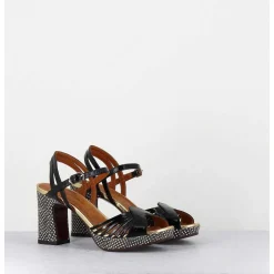 Sandales A Talon Naplak Noir & Imprime Serpent - Kimchi Saab Negro