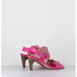 Sandales Asymetriques A Talon En Cuir Rose Fuchsia - Cati Shady Glamour