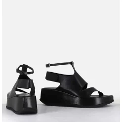 Sandales Asymetriques En Cuir Noir & Semelle Bloc Legere - Gala2 Buffy Nero