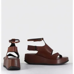 Sandales Asymetriques En Cuir Chocolat & Semelle Bloc Legere - Gala1 Trill Choco