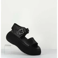 Sandales Chunky En Cuir Noir - 1E005 Gas Nero