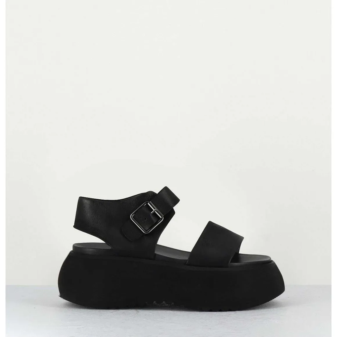 Sandales Chunky En Cuir Noir - 1E005 Gas Nero