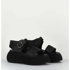Sandales Chunky En Cuir Noir - 1E005 Gas Nero