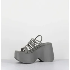 Sandales Compensees Multi-Brides En Cuir Gris - 1C6758D Travel Light