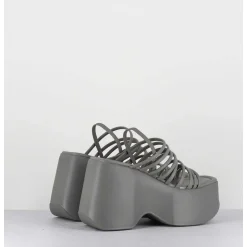 Sandales Compensees Multi-Brides En Cuir Gris - 1C6758D Travel Light