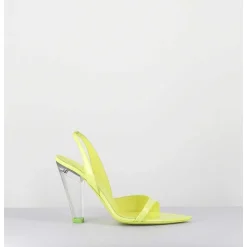 Sandales Cuir Jaune & Talon Plexi Conique - Bridget Lack Lime