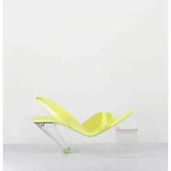 Sandales Cuir Jaune & Talon Plexi Conique - Bridget Lack Lime