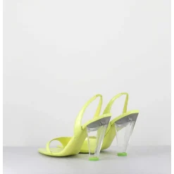 Sandales Cuir Jaune & Talon Plexi Conique - Bridget Lack Lime