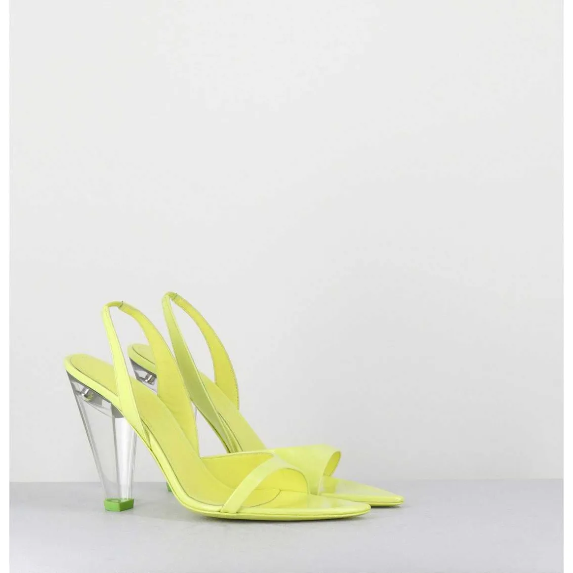 Sandales Cuir Jaune & Talon Plexi Conique - Bridget Lack Lime