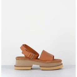 Sandales En Cuir Camel Semelle Bloc Legere - Filate Longan