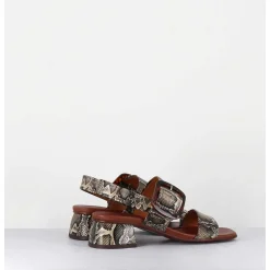 Sandales En Cuir Imprime Serpent, Boucle Ecaille & Petit Talon - Quanda44 Nara Mili
