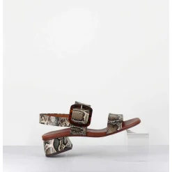 Sandales En Cuir Imprime Serpent, Boucle Ecaille & Petit Talon - Quanda44 Nara Mili