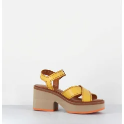 Sandales En Cuir Jaune Bloc Micro-Bloc Leger - Charlisp Longan