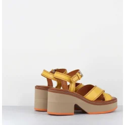 Sandales En Cuir Jaune Bloc Micro-Bloc Leger - Charlisp Longan