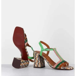 Sandales En Cuir Multi-Co & Imprime Retro - Piyata Ferrari Menta