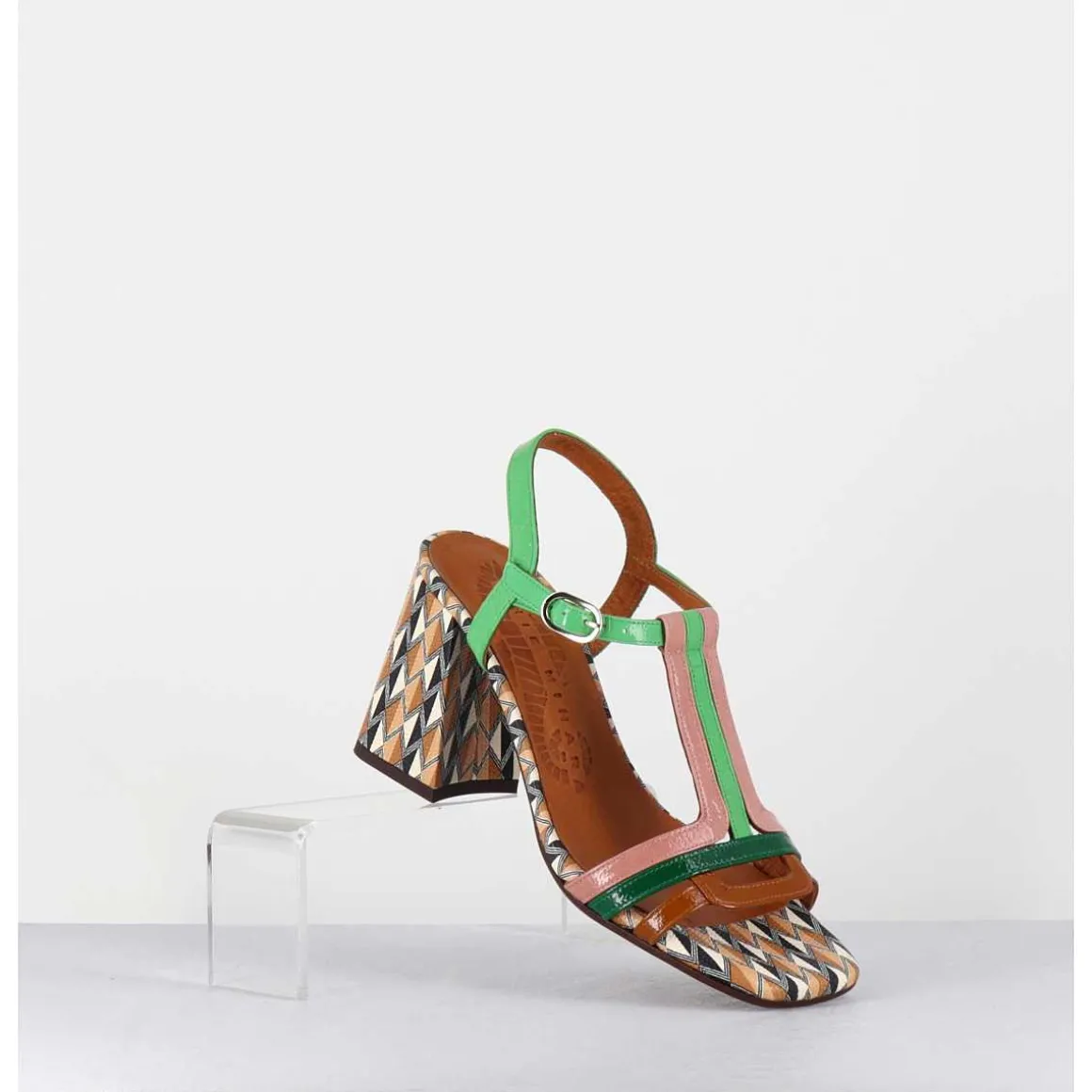 Sandales En Cuir Multi-Co & Imprime Retro - Piyata Ferrari Menta