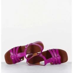 Sandales En Cuir Naplak Souple Multi-Brides Magenta - Qui-Quaca44 Ferrari Purple