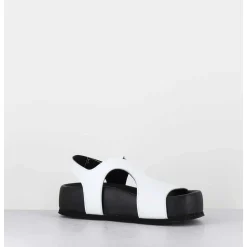 Sandales En Cuir Noir & Blanc Semelle Epaisse - Gava Buffy White